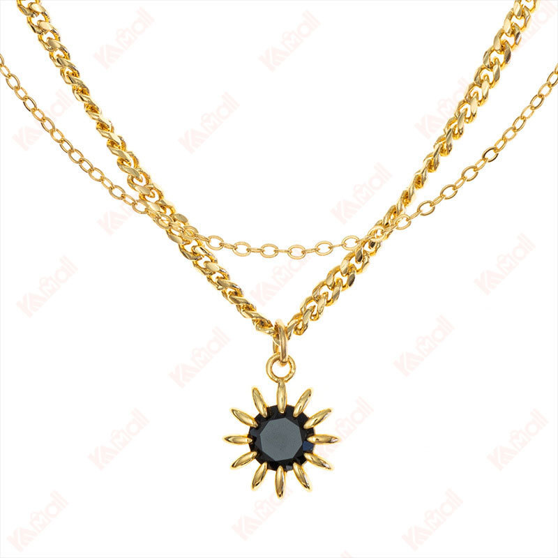 artificial crystal gold choker necklace